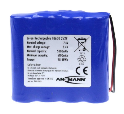 Ansmann Industrial 2S2P 7.4V 5200mAh In-Line Rechargeable Li-ion Battery Pack