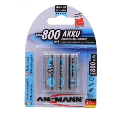 Ansmann AAA Rechargeable Batteries 800mAh Pack 4
