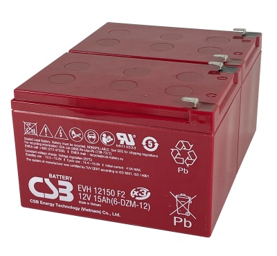 2 x CSB EVH12150 12V 15Ah Electric Bike Batteries