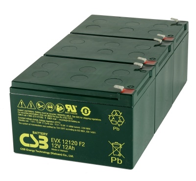 3 x CSB EVX12120 12V 12Ah Powabyke Electric Bike Batteries