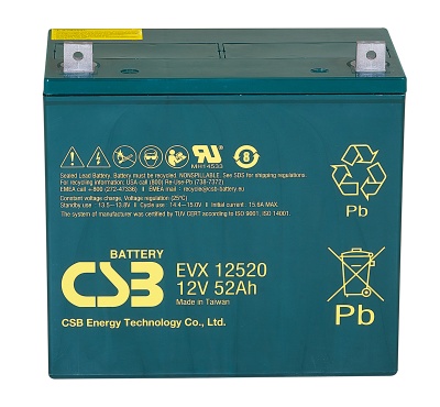 CSB EVX12520 12V 52Ah Cyclic Lead Acid Battery