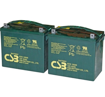 2 X CSB EVX12520 12V 52Ah Mobility Scooter Batteries