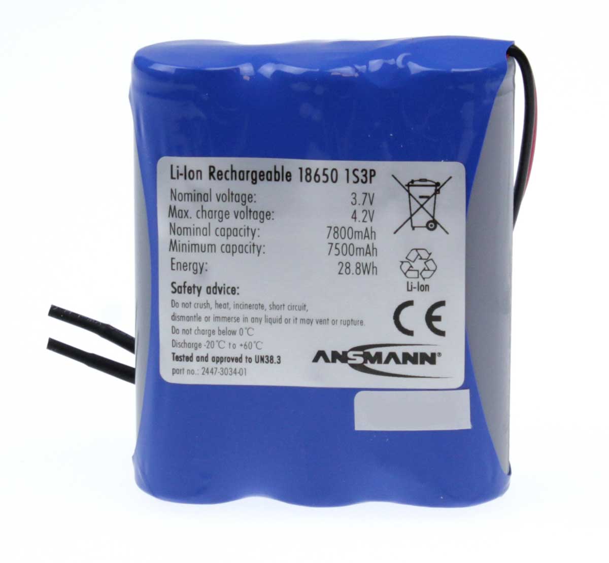 Ansmann Industrial 1S3P 3.7V 7800mAh Rechargeable Li-ion Battery Pack