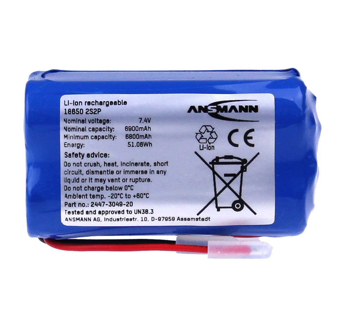 Ansmann Industrial 2S2P 7.27V 7000mAh High Capacity Rechargeable Li-ion Battery Pack