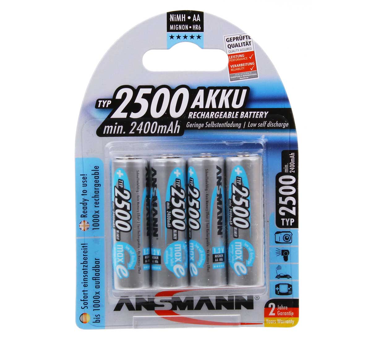 Ansmann AA Rechargeable Batteries 2500mAh Pack 4