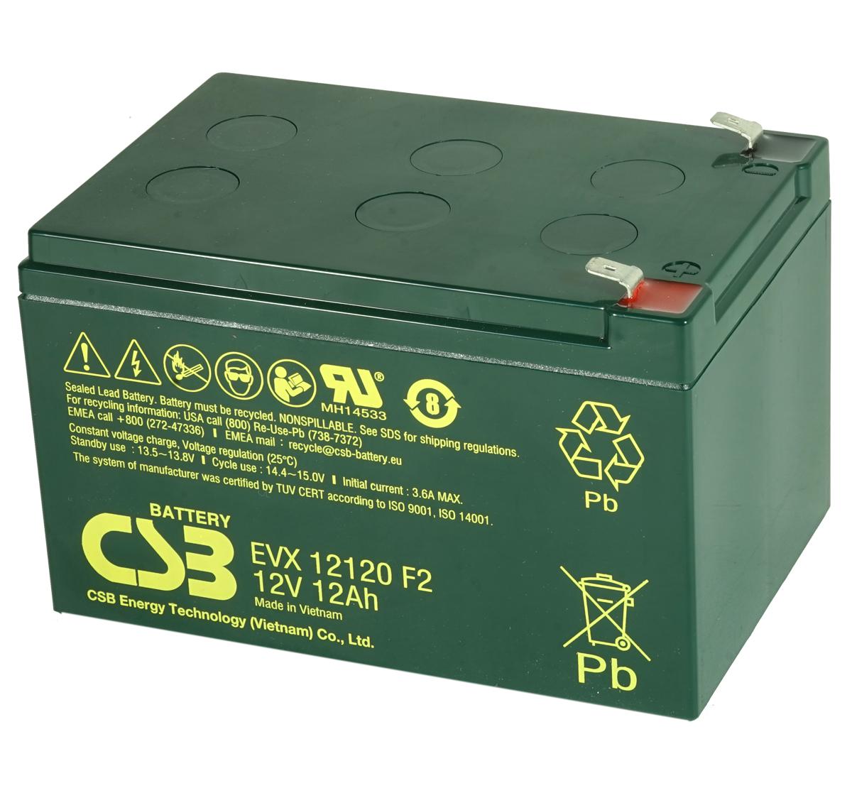 CSB EVX12120 12V 12Ah Cyclic Lead Acid Battery