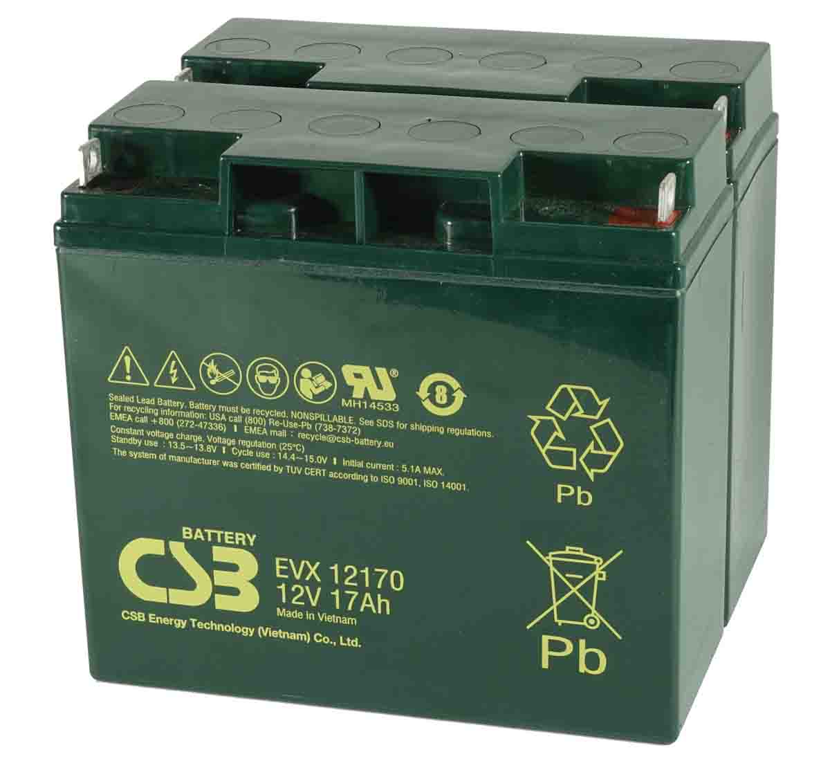 Pair of CSB EVX12170 12V 17Ah Mobility Scooter Batteries