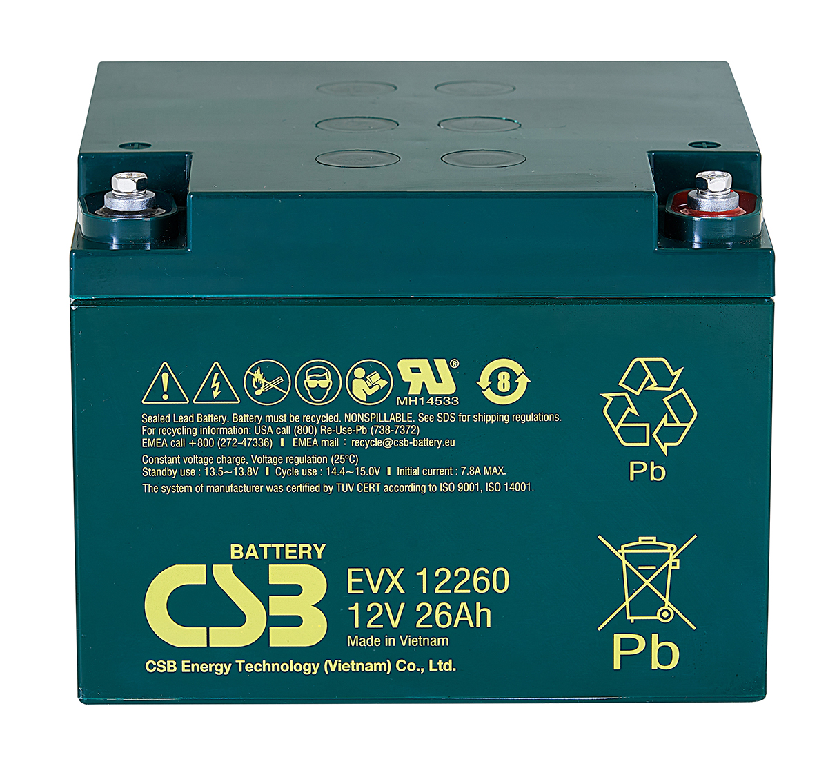 CSB EVX12260 12V 26Ah Cyclic Lead Acid Battery