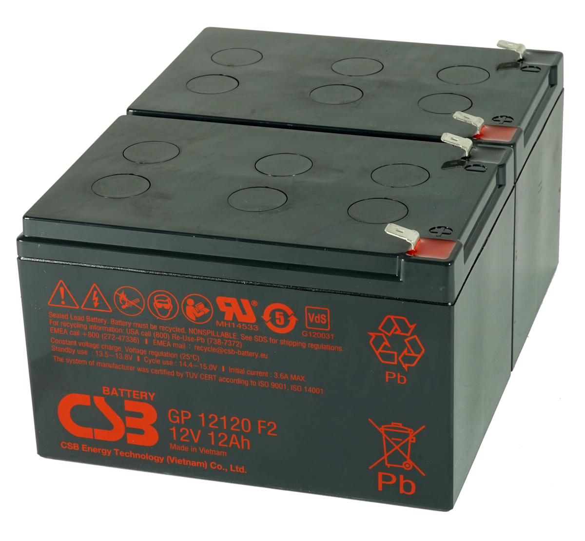 CSB GP12120 12V Sealed Lead Acid Battery - Pack of 2