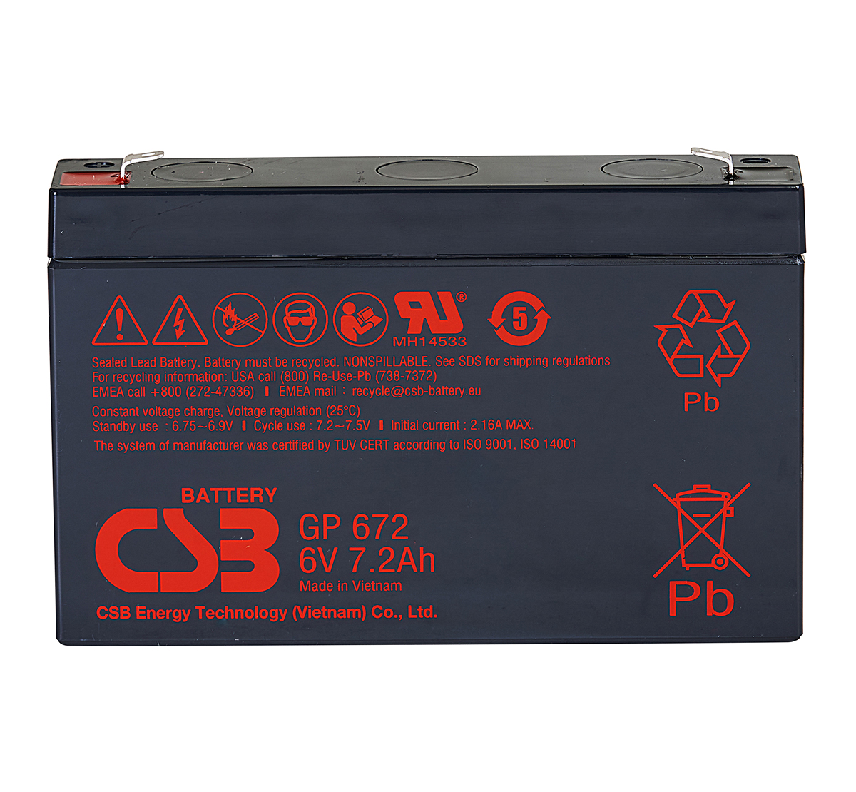 CSB GP672 F1 6V 8.4Ah Sealed Lead Acid Battery