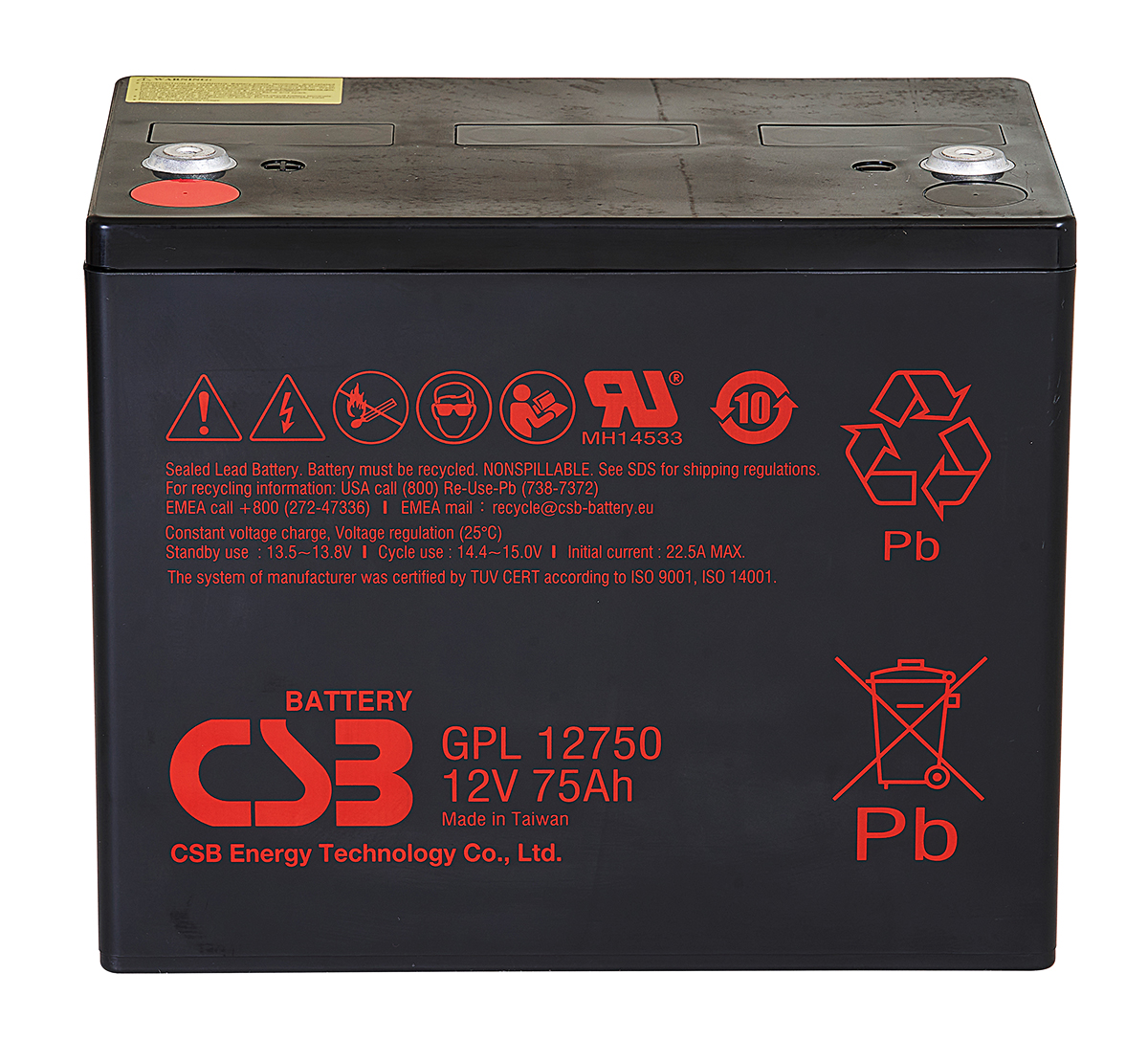 CSB GPL12750 12V 75Ah Lead Acid Battery