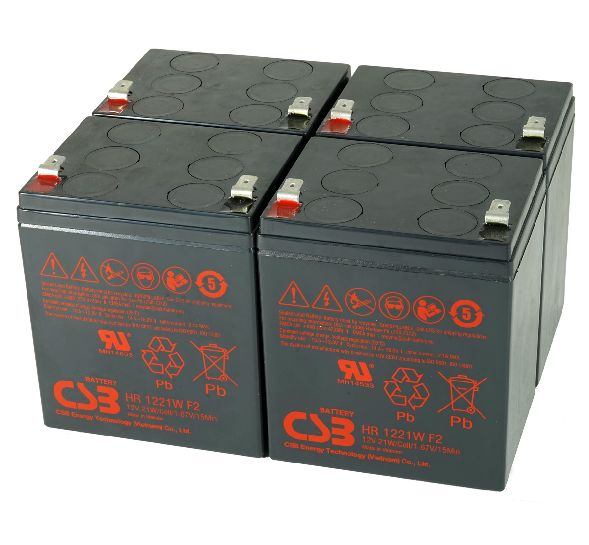 CSB HR1221W F2 VRLA Battery - Pack of 4 - For Liebert & Vertiv UPS