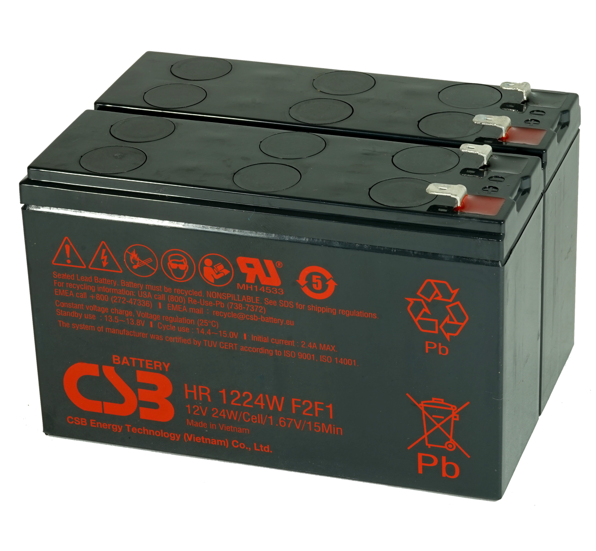 CSB HR1224W 12V Lead Acid Battery - Pack of 2