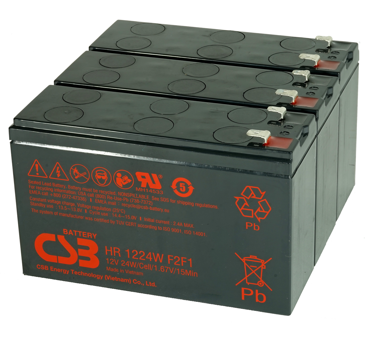 CSB HR1224W 12V Lead Acid Battery - Pack of 3