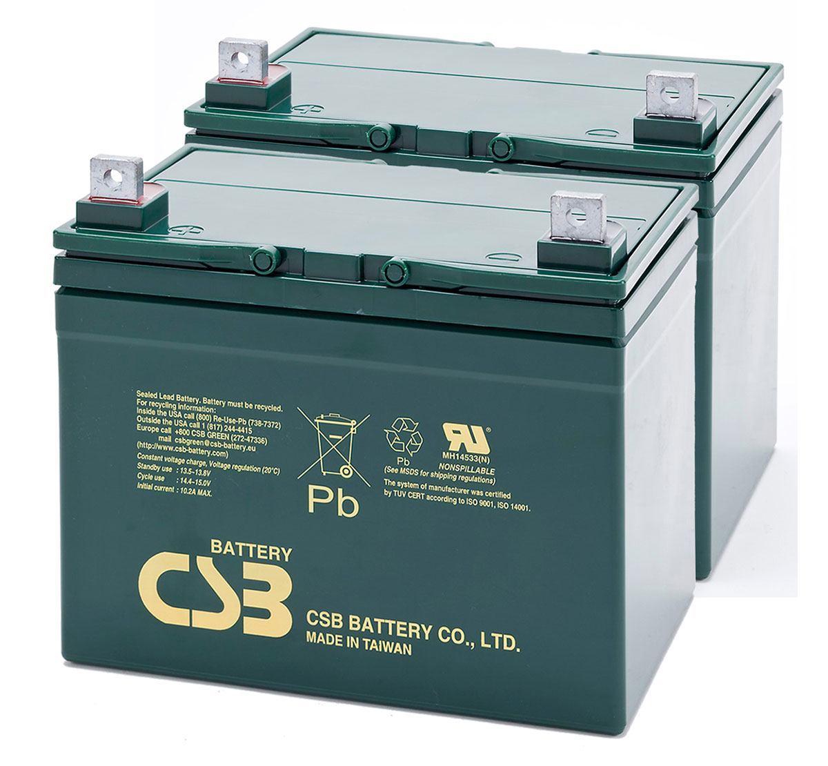 Pair of CSB EVH12390 12V 39Ah Mobility Scooter Batteries