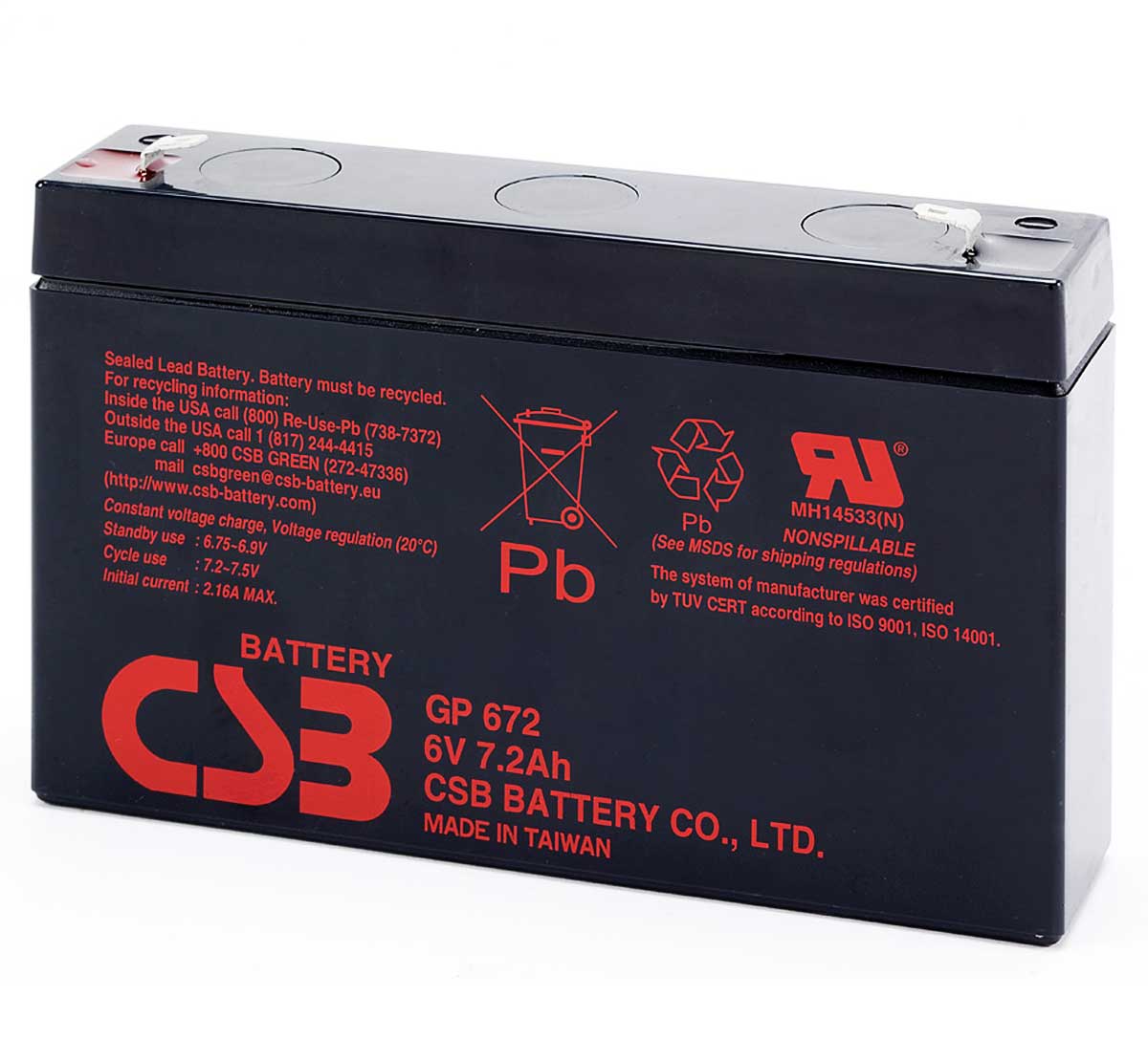 CSB GP672 Rechargeable VRLA 6V Lead Acid Battery MDS Battery