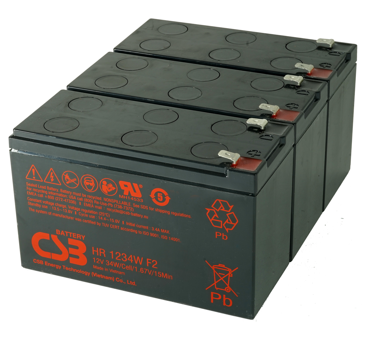 CSB HR1234W 12V 34W Pack of 3 Batteries