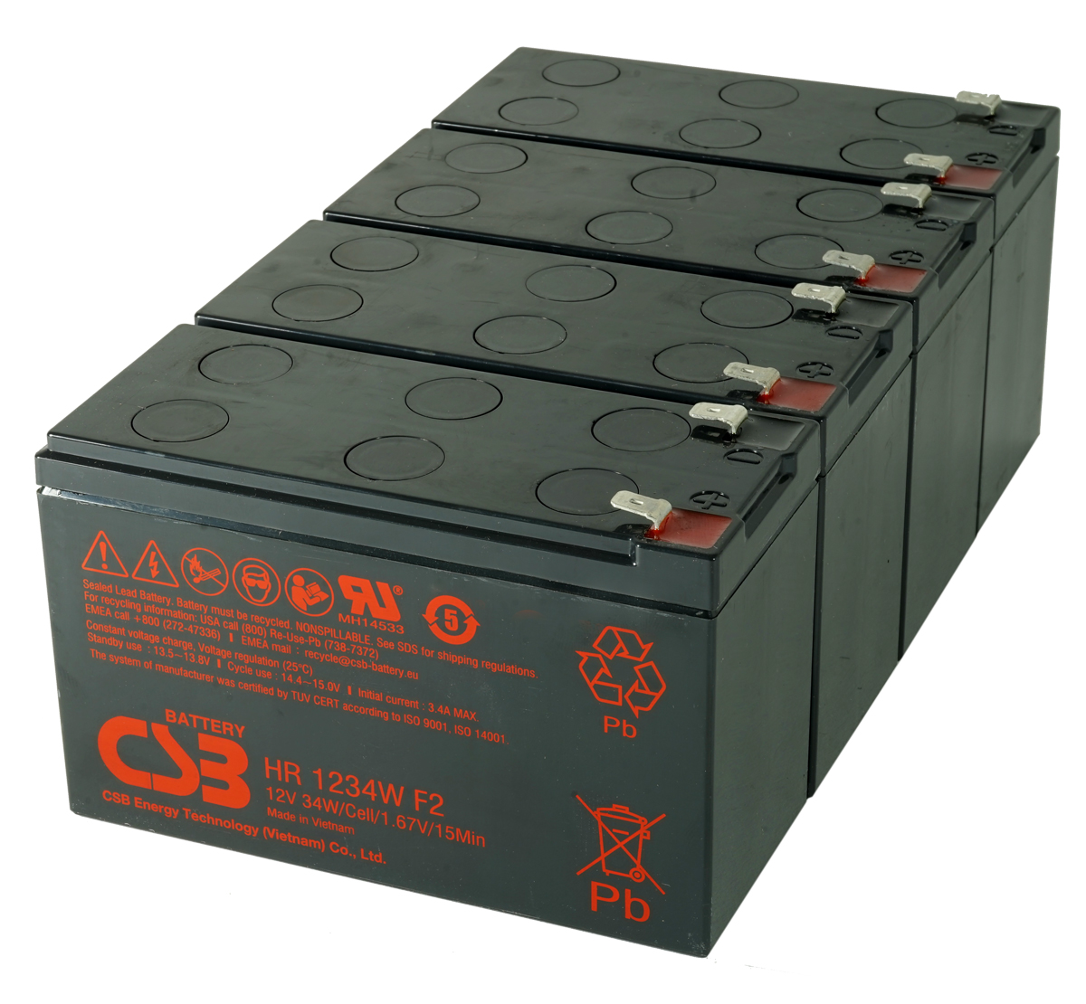 CSB HR1234WF2 VRLA Battery - Pack of 4 - For Liebert & Vertiv UPS