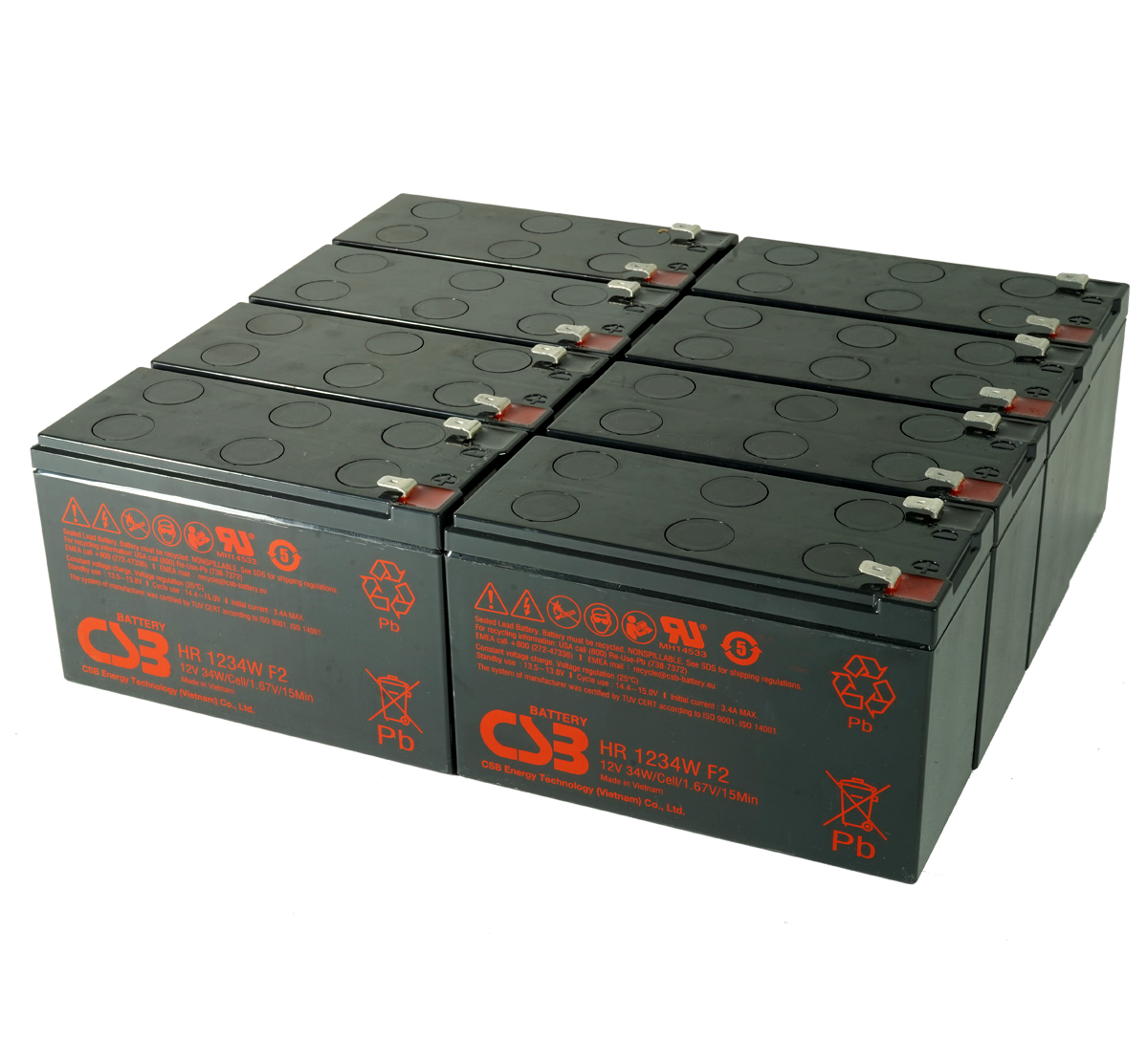 CSB HR1234WF2 VRLA Battery - Pack of 8 - For Liebert & Vertiv UPS