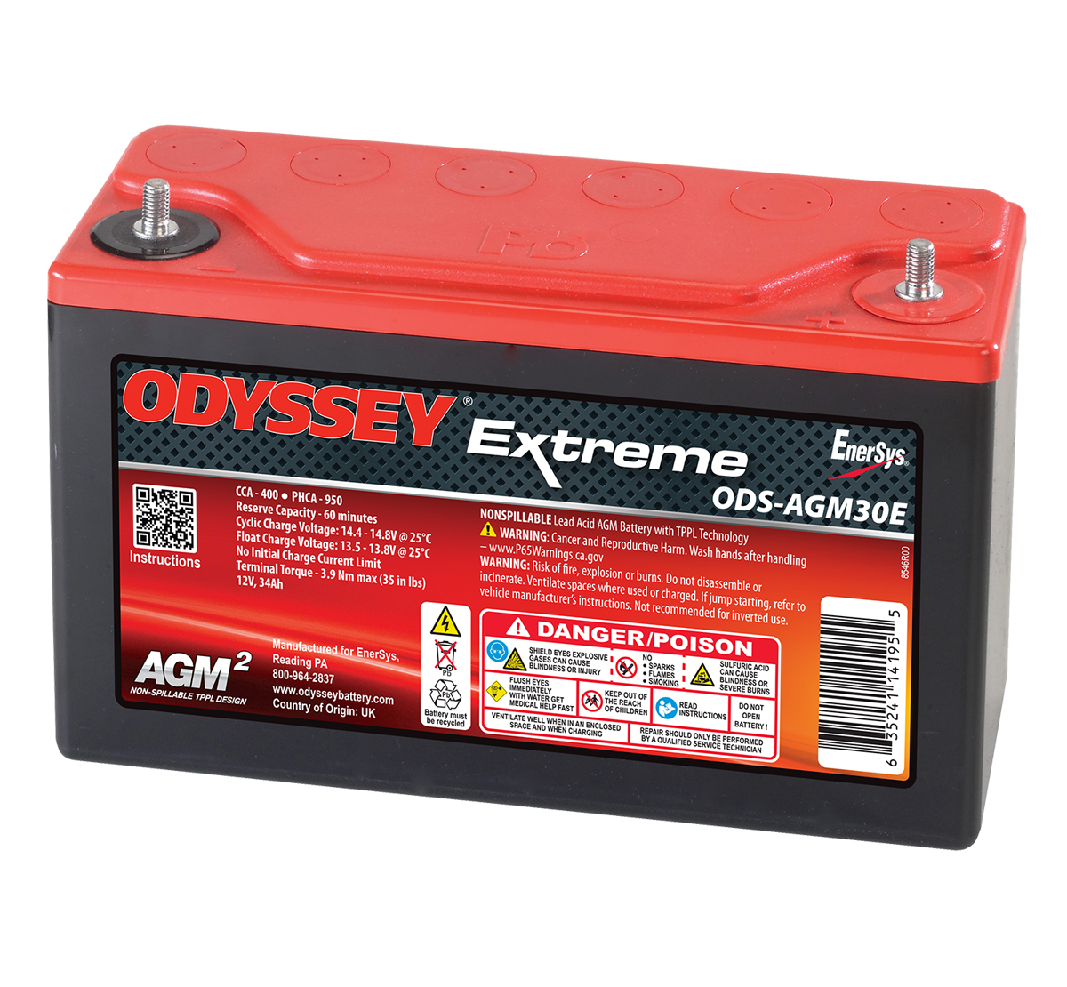 Odyssey ODS-AGM30E PC950 Extreme Racing 30 Battery