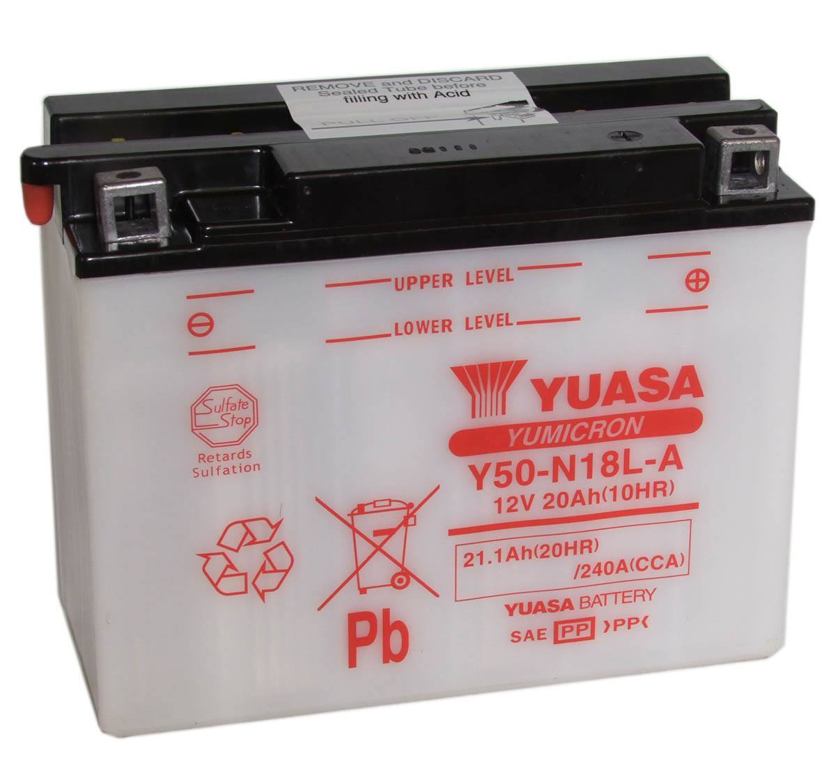 BATTERIE MOTO YUASA Y50-N18L-A 12V 20AH 240A - Batteries Motos