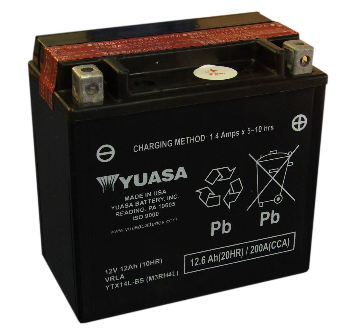 Yuasa YTX14L-BS Motorcycle Battery for the Harley Davidson ...