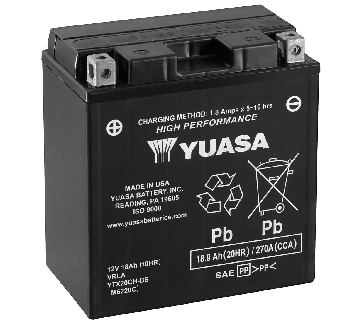 Yuasa YTX20CH-BS 12V Motorcycle Battery