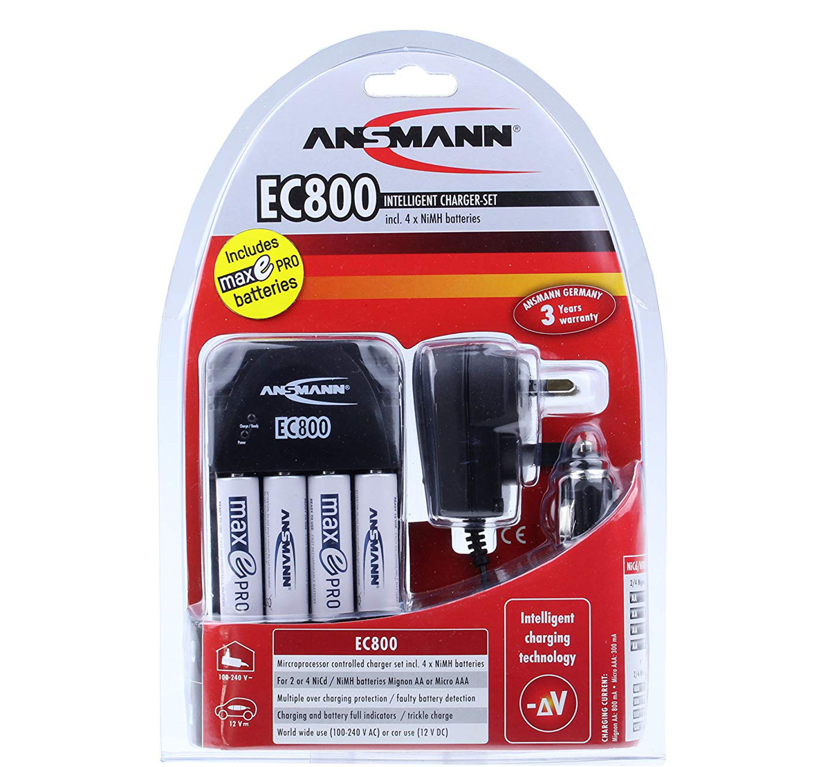 Ansmann EC800 Battery Charger Inc 4 x AA