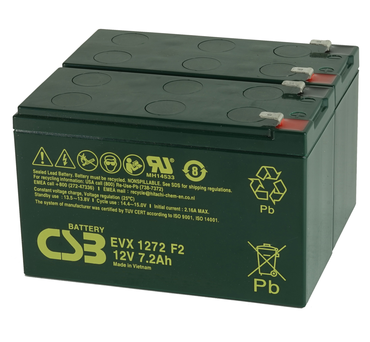 Pair of CSB EVX1272 F2 7.2V 12Ah Mobility Scooter Batteries