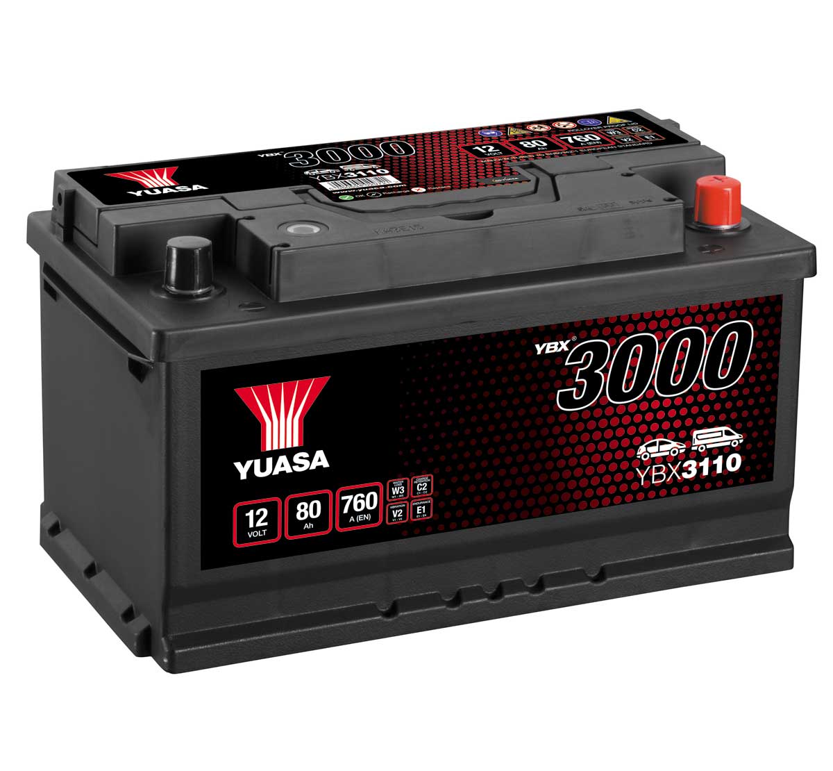 Yuasa YBX3110 110 Size 80Ah 12V Car Battery