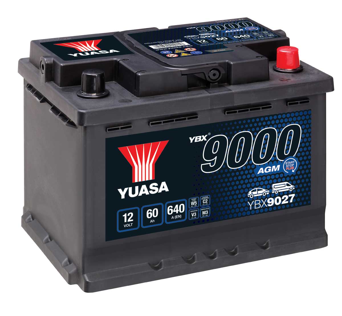 Yuasa YBX9027 AGM 12V 027 Car Battery