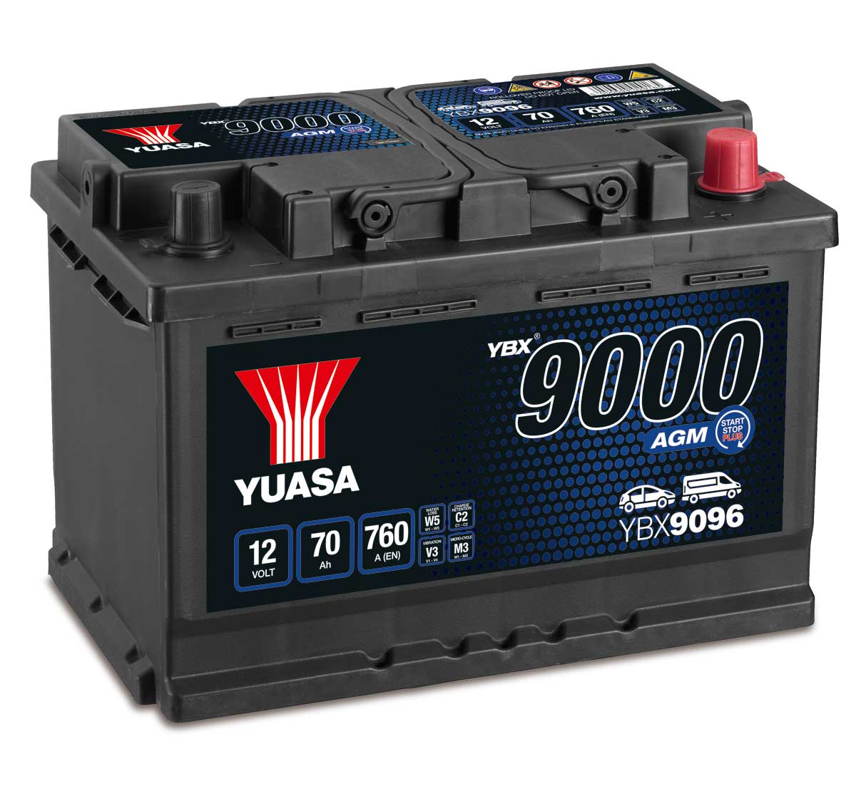 Yuasa YBX9096 AGM 12V 096 Car Battery