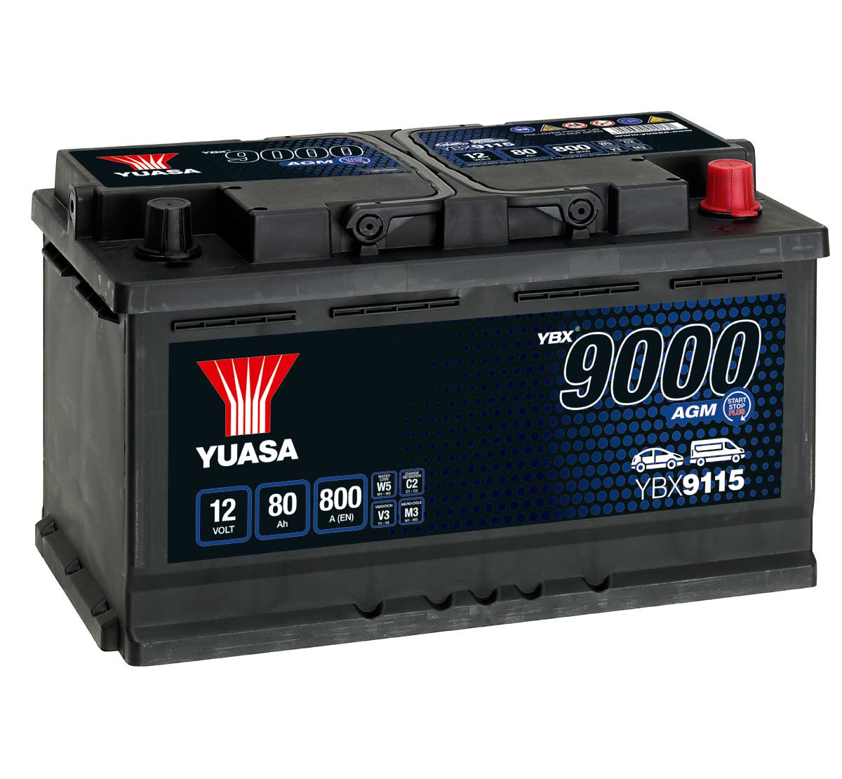 Yuasa YBX9115 AGM 12V 115 Car Battery