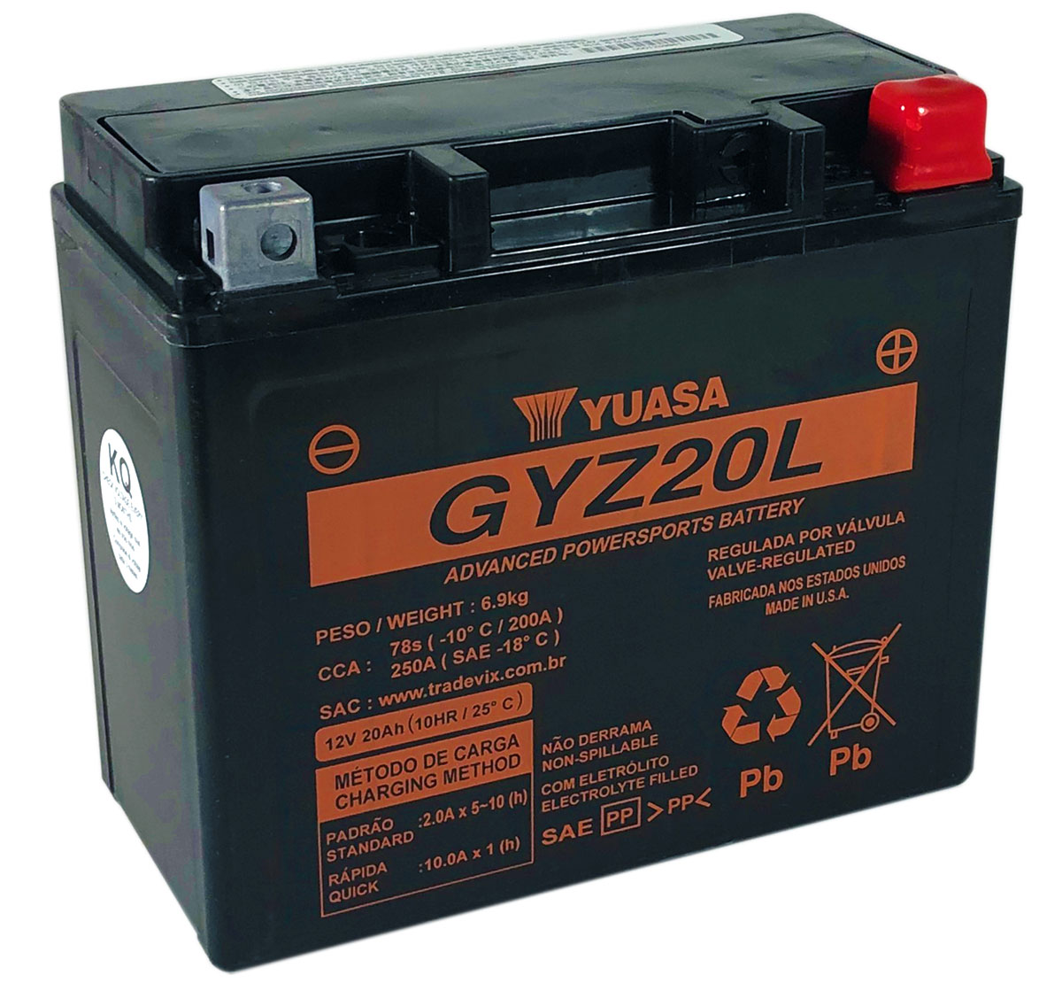 Yuasa GYZ20L 12V Motorcycle Battery